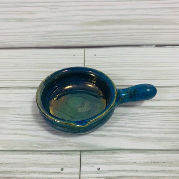 Other - Vintage Emaux De Vichy Cytera Pottery Blue Glazed Mini Handle Bowl Kitschy